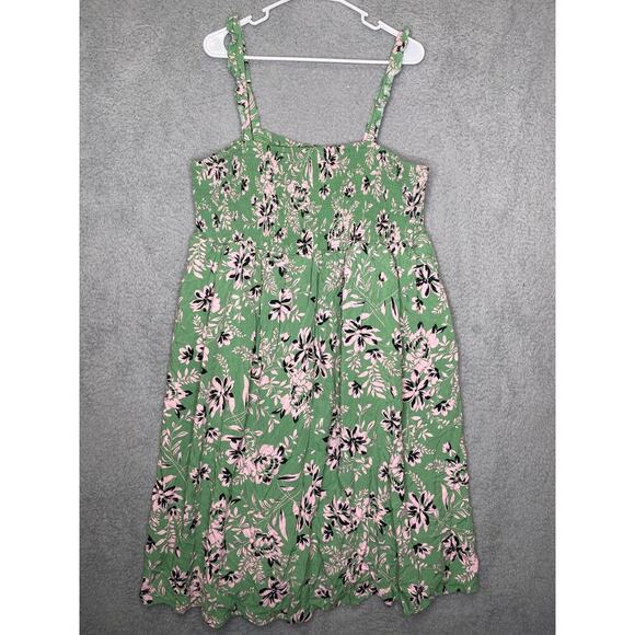 Torrid womens 3X green floral sun dress lined ruffle smocked midi lightweight - Picture 2 of 12